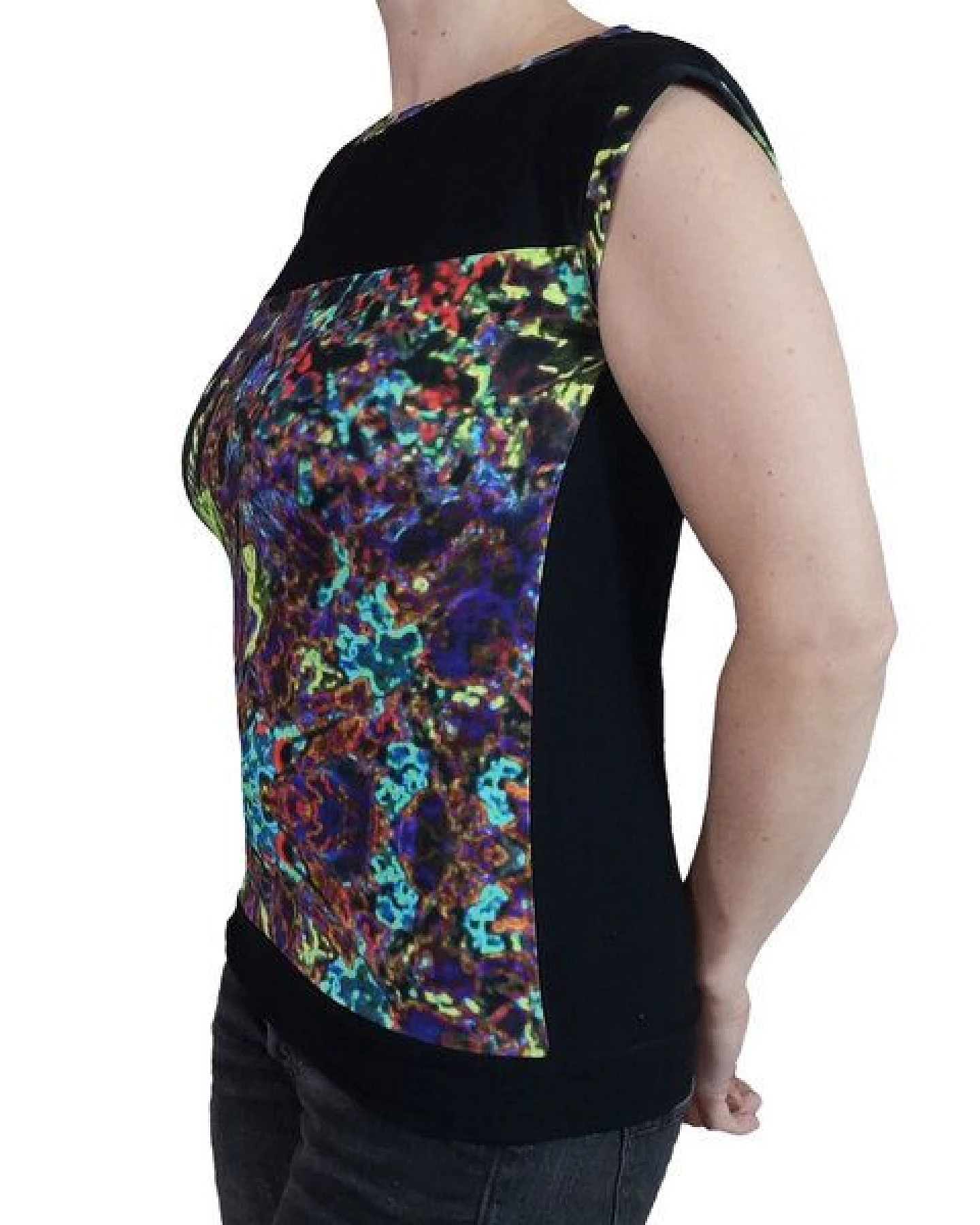 liebewicht Bio Jersey Shirt mit U-Boot Ausschnitt schwarz neon – Ansicht 2