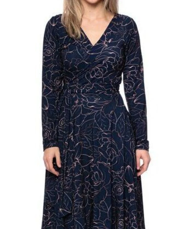 Ingoria AVA wendbares Wickelkleid Langarm-Arm mit schwingendem Rock (Print)