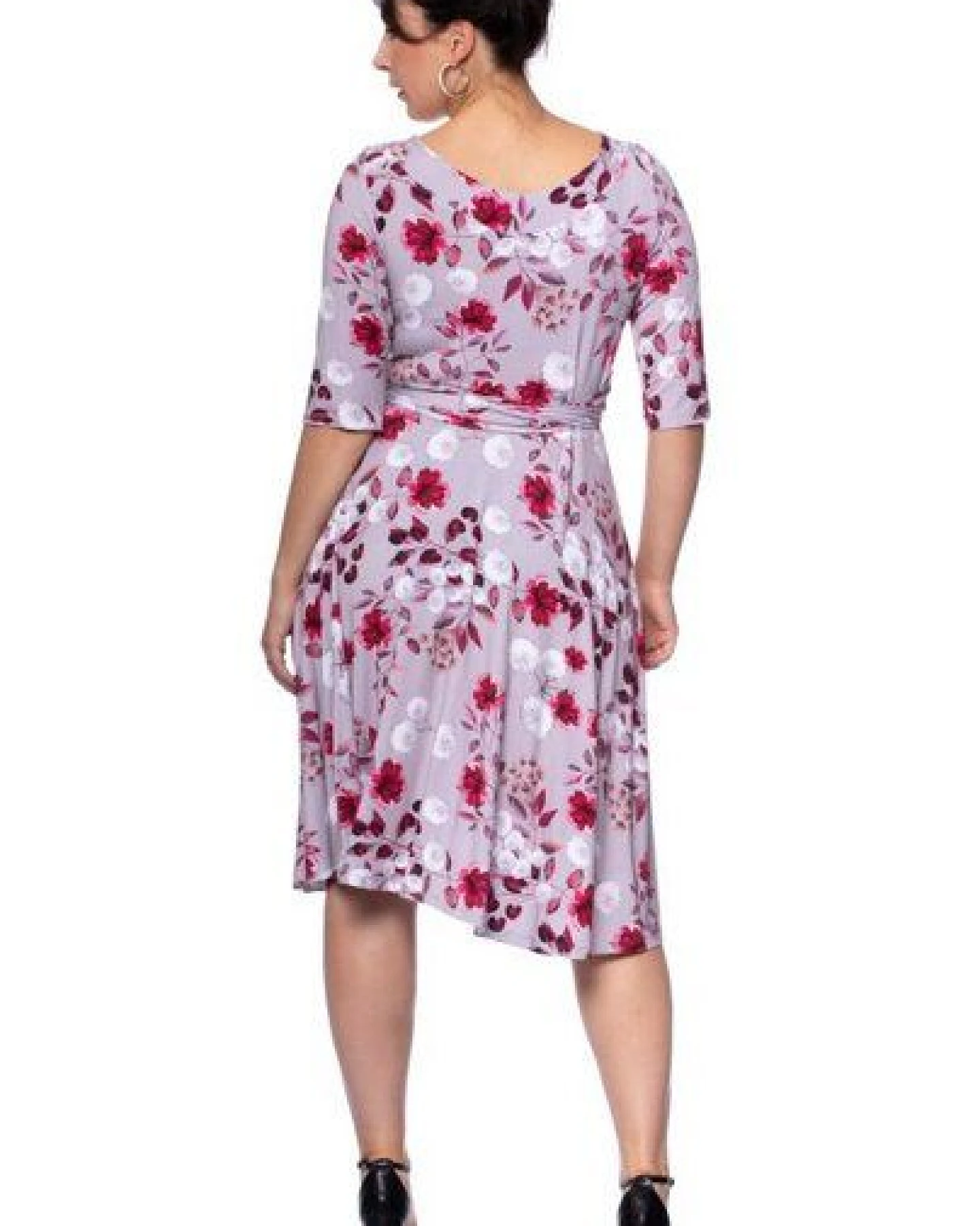 Ingoria AVA wendbares Wickelkleid Langarm-Arm mit schwingendem Rock (Print) – Ansicht 4
