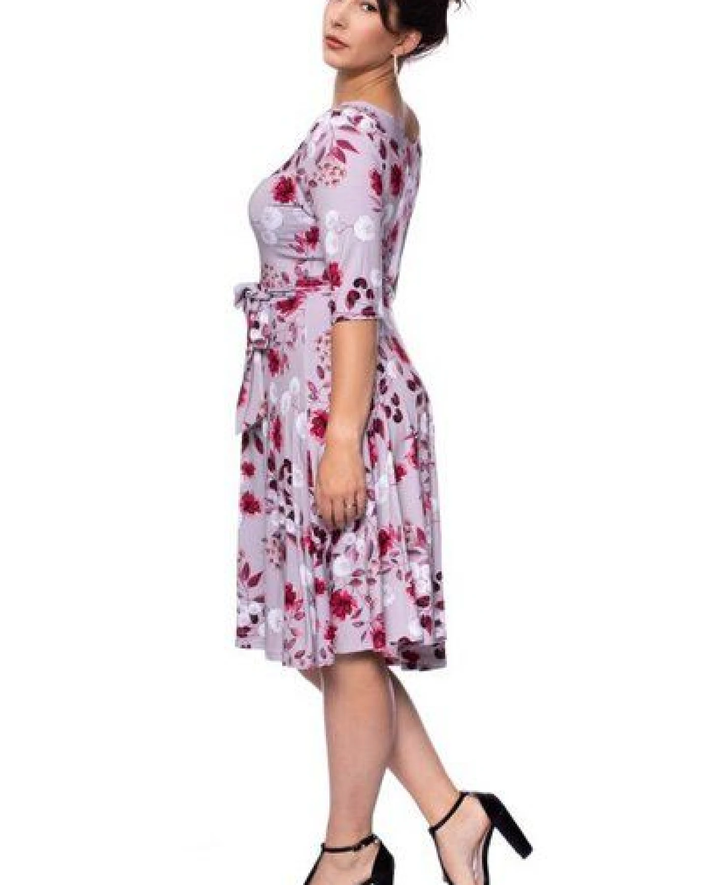 Ingoria AVA wendbares Wickelkleid Langarm-Arm mit schwingendem Rock (Print) – Ansicht 2