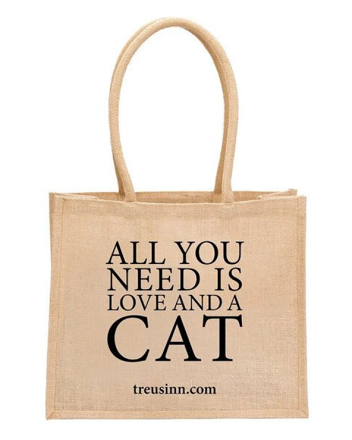 Treusinn Eco Shopper "All you need is love...and a cat" / 100% Jutegewebe / umweltfreundlich