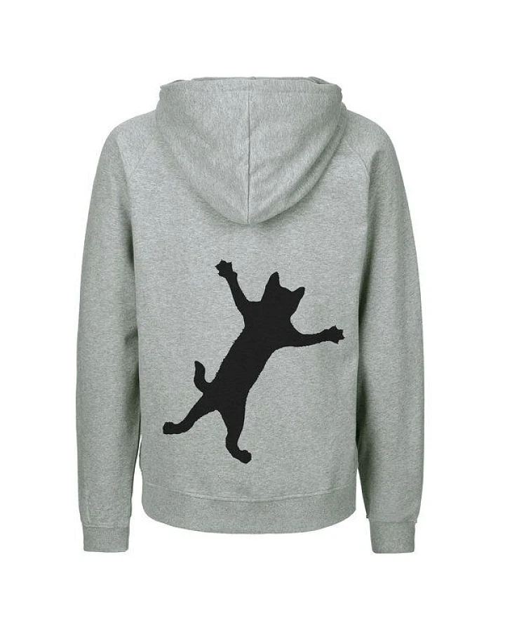 HANDGEDRUCKT "Klammerkatze" Männer Zip Hoody aus reiner Biobaumwolle (kbA)
