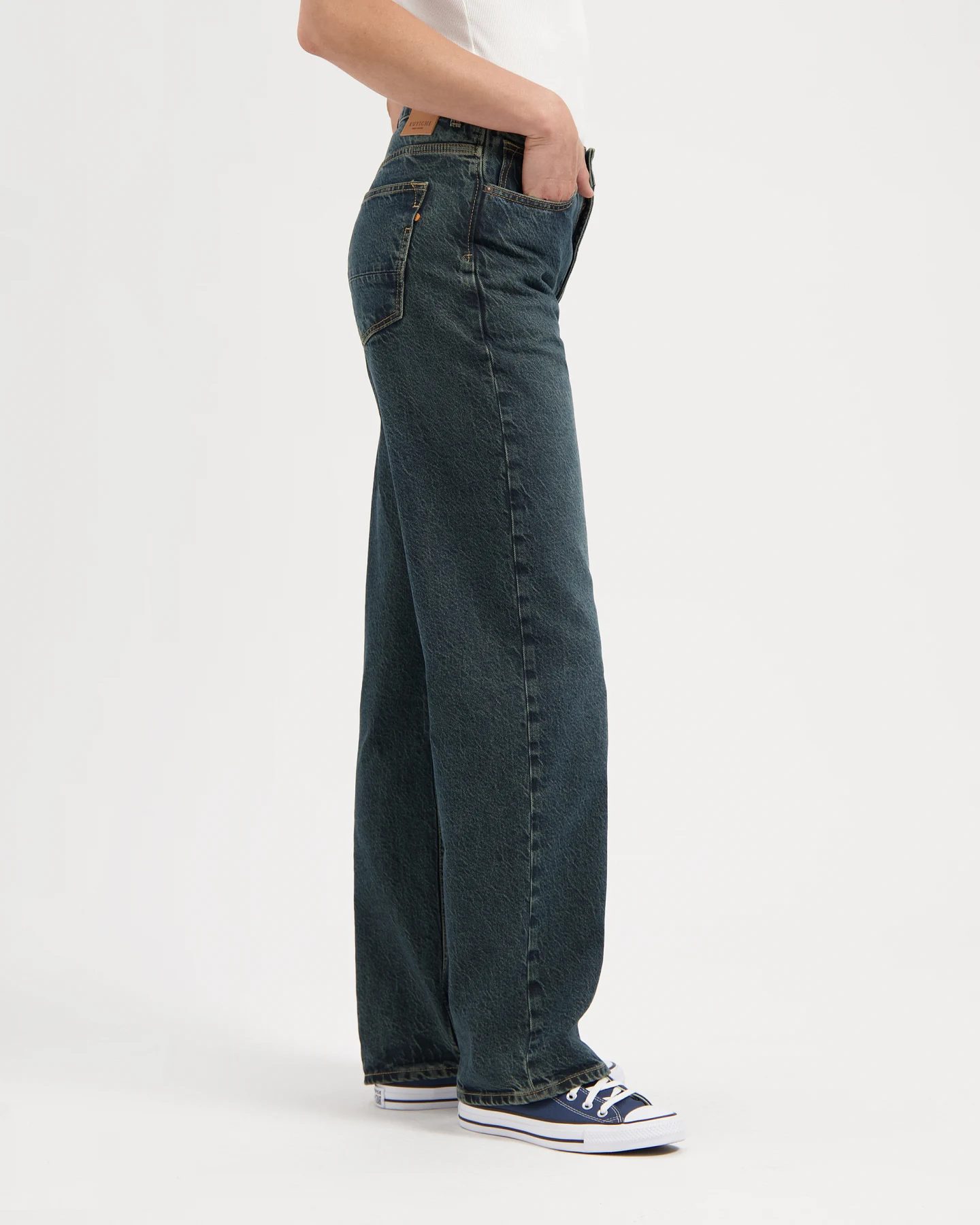 Kuyichi Damen vegan Jeans Locker Gerade Izabella Vintage Jade – Ansicht 2