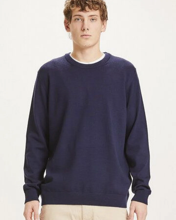 KnowledgeCotton Apparel Strickpullover - FORREST O-neck merino wool plain knit