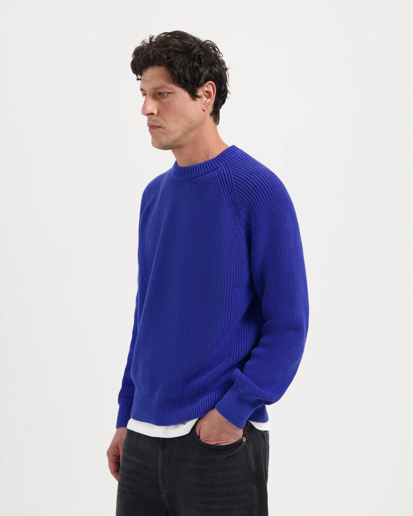 Kuyichi Herren vegan Strickpullover Duke Dusk Indigo – Ansicht 2