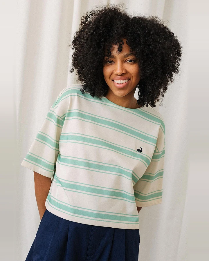 TWOTHIRDS Damen vegan T-Shirt Fingal Mint Leaf Stripes