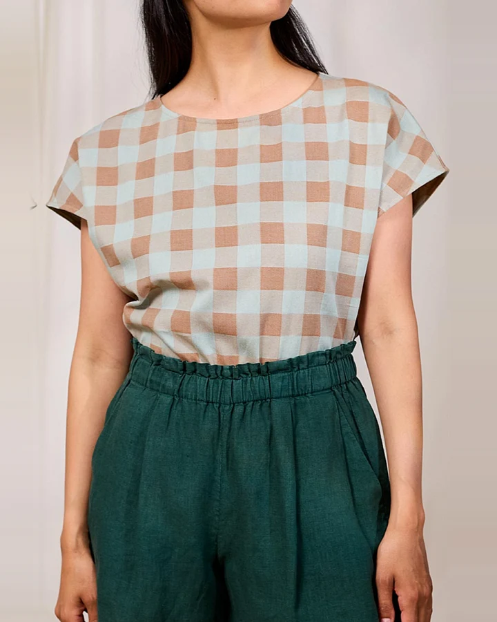 TWOTHIRDS Damen vegan Top Castell Bicolour Checks Print