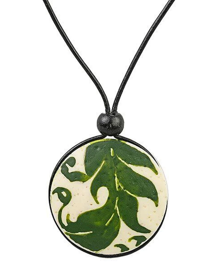 Mambu Design Upcycling Halskette - Leaves - Straußeneischmuck