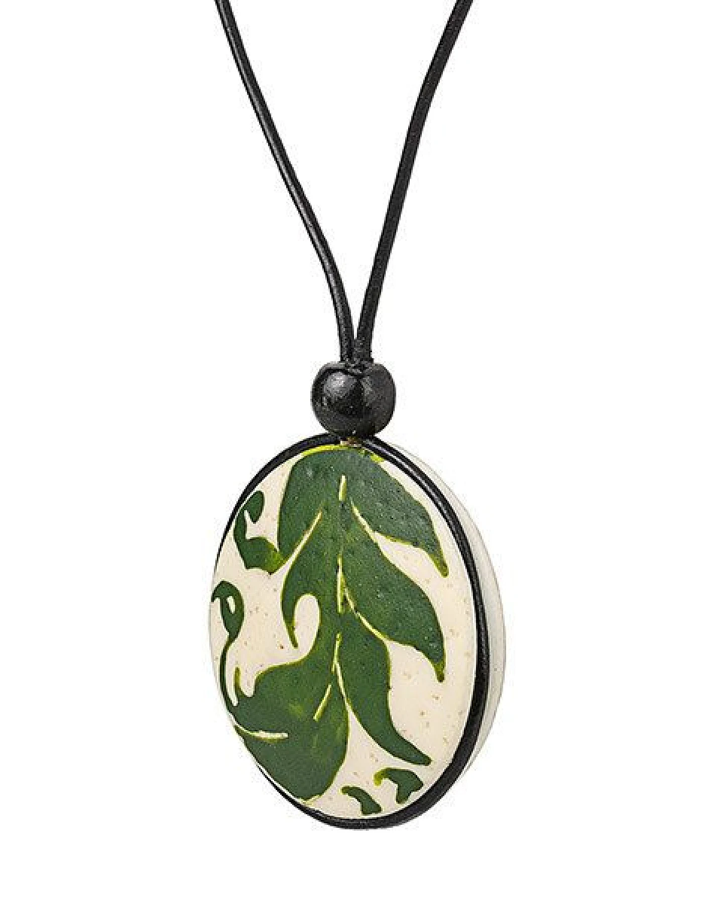 Mambu Design Upcycling Halskette - Leaves - Straußeneischmuck – Ansicht 2