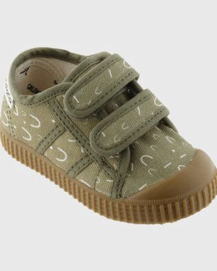 Victoria vegane bedruckte Kinder-Klett-Sneaker – Basket de Lona