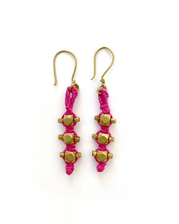KIKOONI Dokra Ohrringe "pink stones"