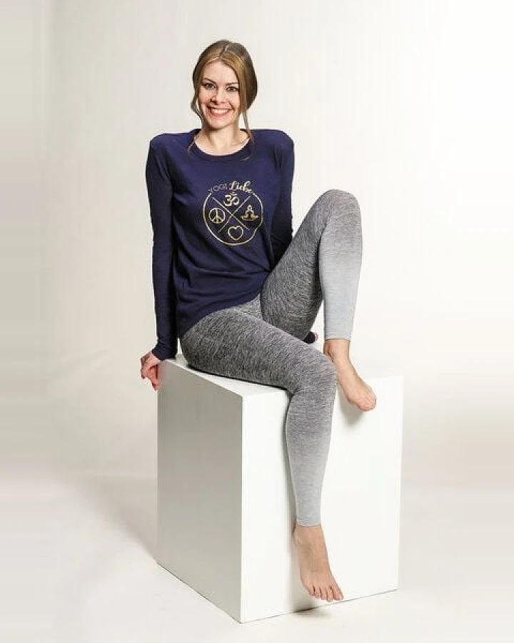 Yoga Damen Longsleeve "YogiLiebe" Blau