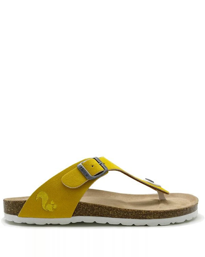 Vegane thies ® Eco Bio Thong Sandale aus rec. PET mit Kork-Tieffussbett