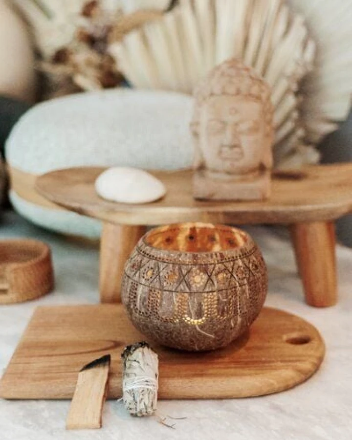 Balu Bowls Hippie Coconut Candle Holder I Hochwertiger Kokosnuss Teelichthalter
