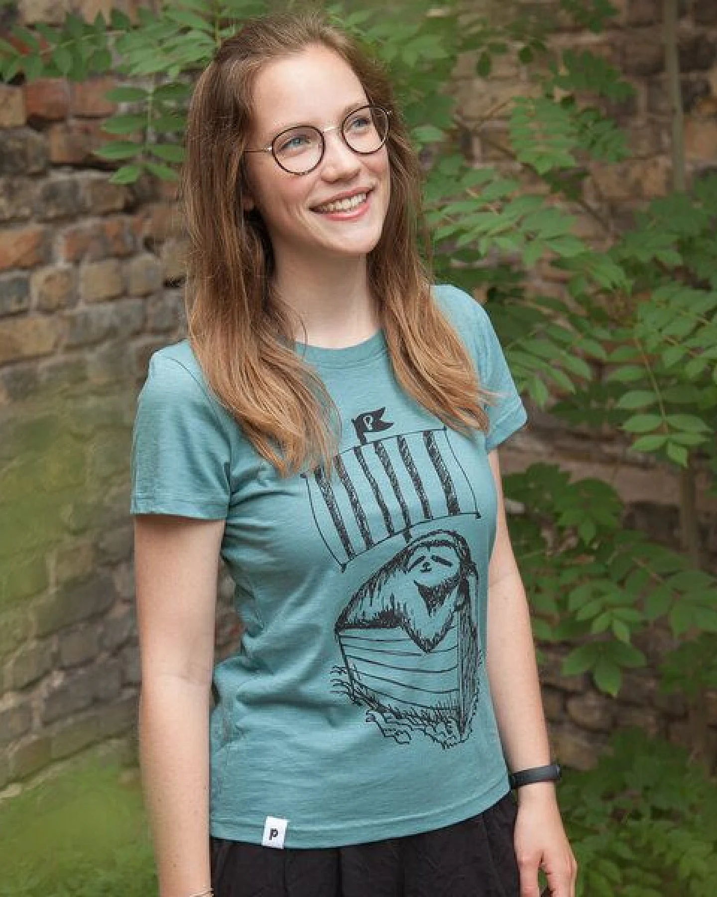 päfjes Felix Faultier / Sloth - Frauen T-Shirt - aus Baumwolle Bio - Slub Mint – Ansicht 2