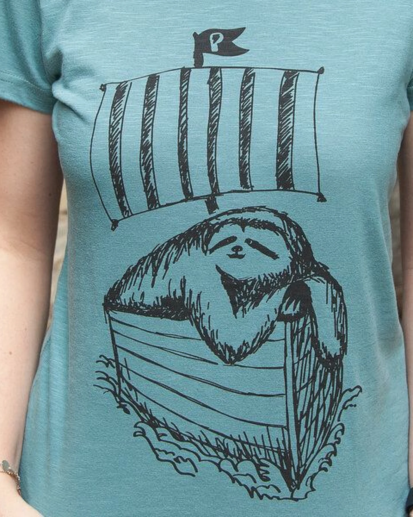 päfjes Felix Faultier / Sloth - Frauen T-Shirt - aus Baumwolle Bio - Slub Mint – Ansicht 3