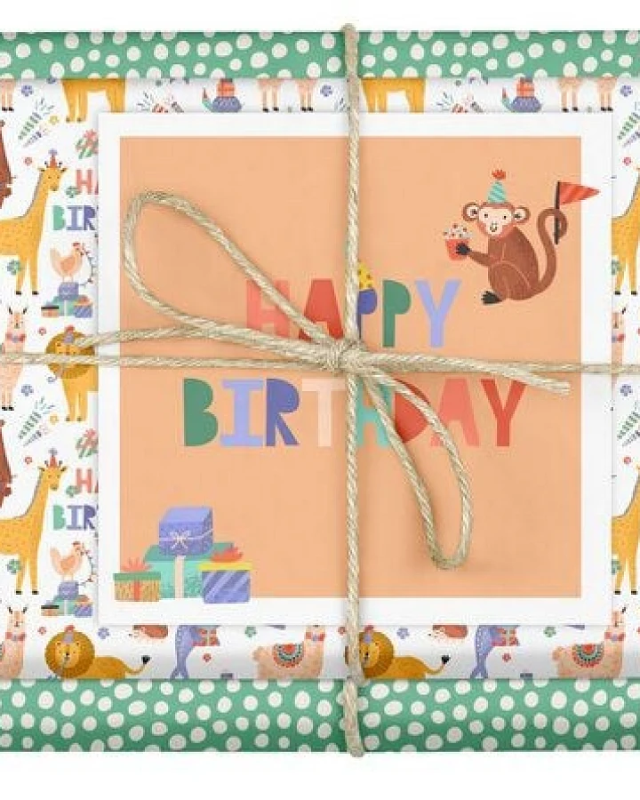 dabelino Kinder Geschenkpapier Set zum Geburtstag: Happy Birthday / Tiere