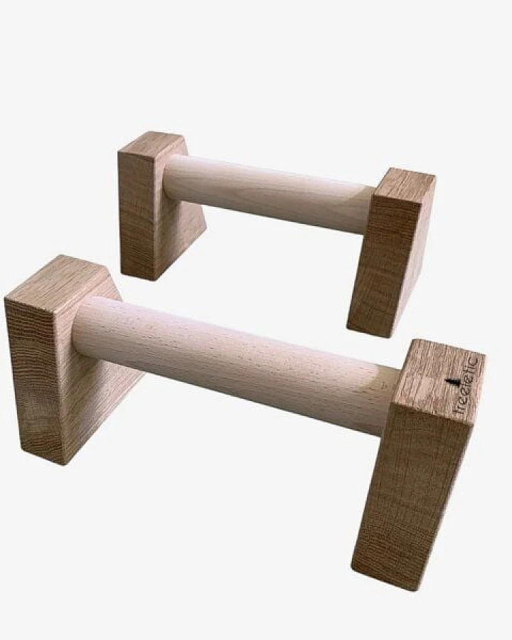 treeletic® Parallettes / Minibarren / Push Up Bars / Handgefertigte Liegestützgriffe aus Holz