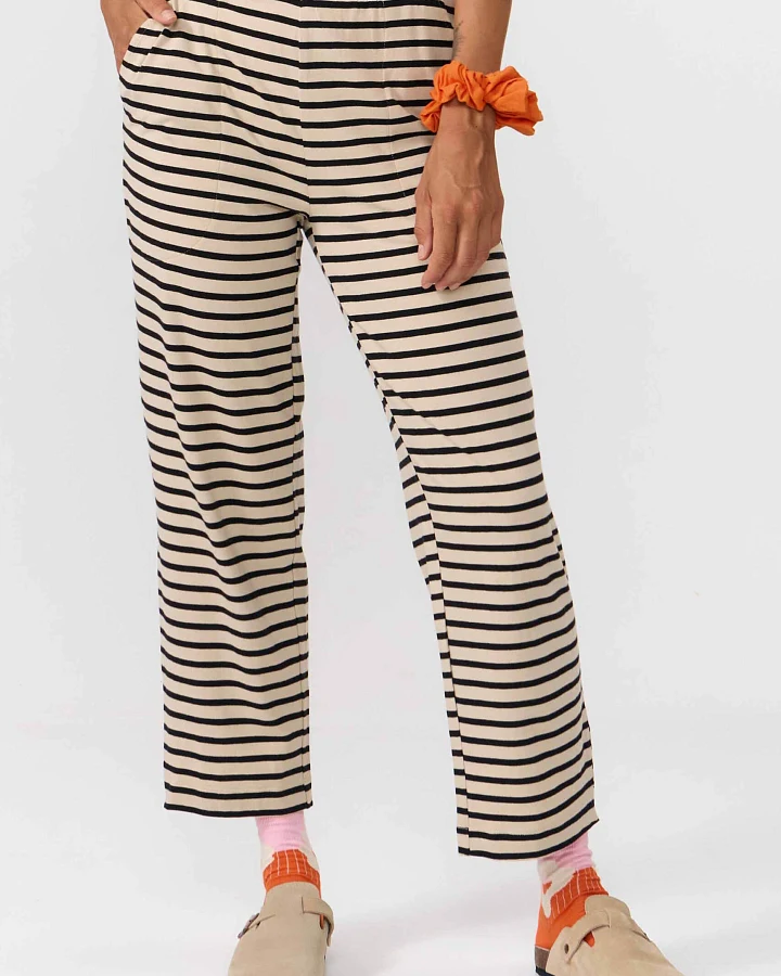 SUITE13LAB Damen vegan Hose Morgon Stripes Schwarz