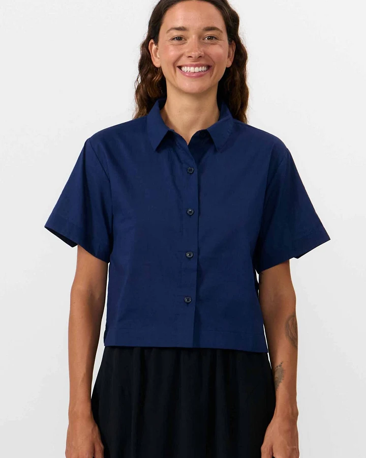 SUITE13LAB Damen vegan Hemd Valles Dunkelblau