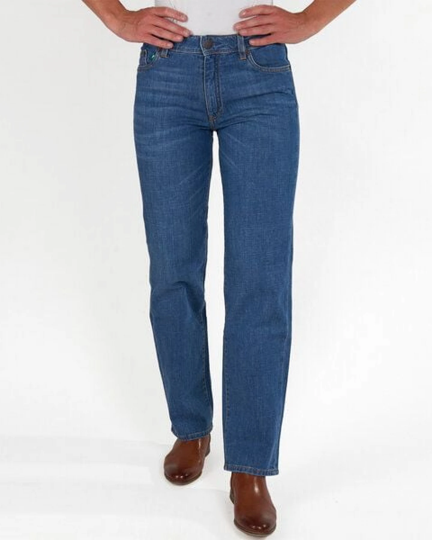 fairjeans Damenjeans CLASSIC, gerades Bein, hoher Bund, in Farben NAVY und WAVES – Ansicht 4
