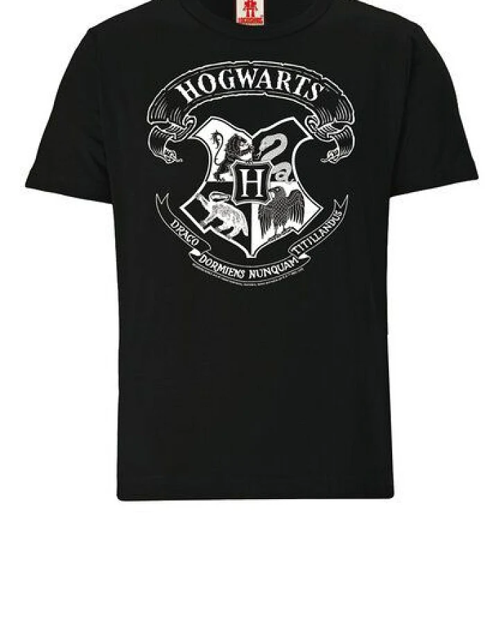 LOGOSH!RT LOGOSHIRT - Harry Potter - Hogwarts Logo (Weiß) - Bio T-Shirt - Kinder