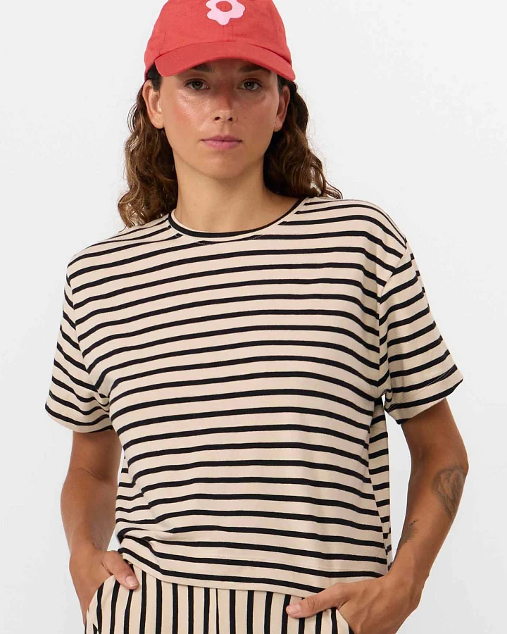SUITE13LAB Damen vegan T-Shirt Isquia Top Stripes Schwarz