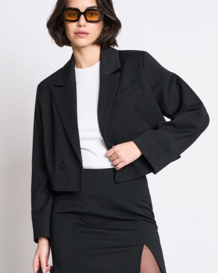 JAN 'N JUNE Damen vegan Blazer Cropped Tulia Schwarz