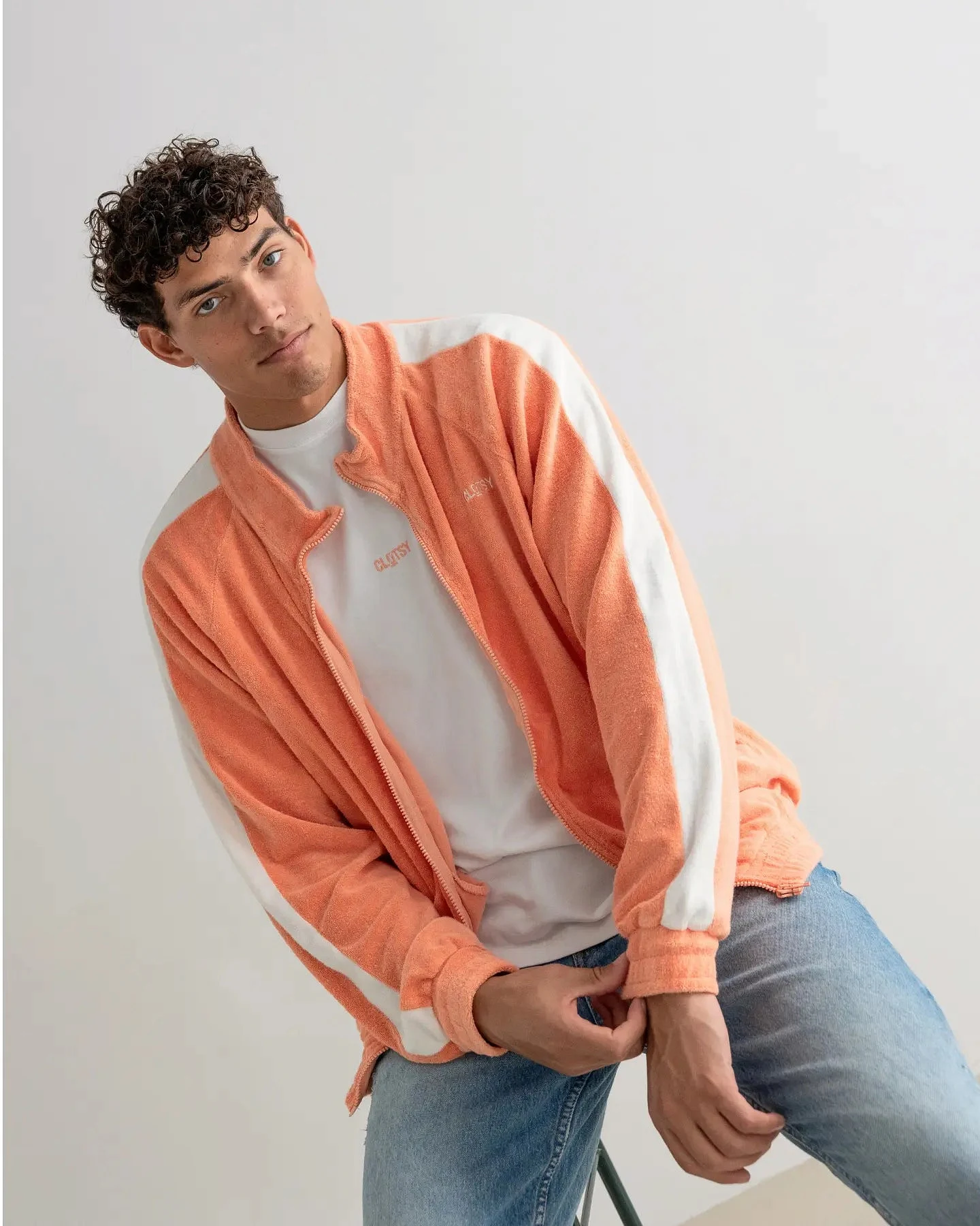 Clotsy Herren vegan Trainingsjacke Aprikose – Ansicht 2