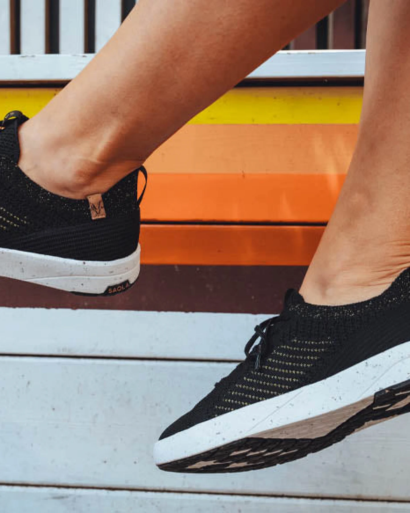 SAOLA Damen vegan Sneaker Damen Cannon Knit 3 Schwarz Gold – Ansicht 2