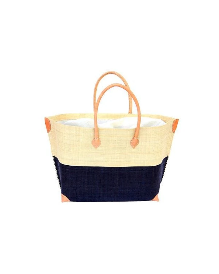 frosch und rabe Strandtasche MERY KLEIN Bicolor mit Leder Griffen (Maße: 56/40 x 34 x 18 cm)