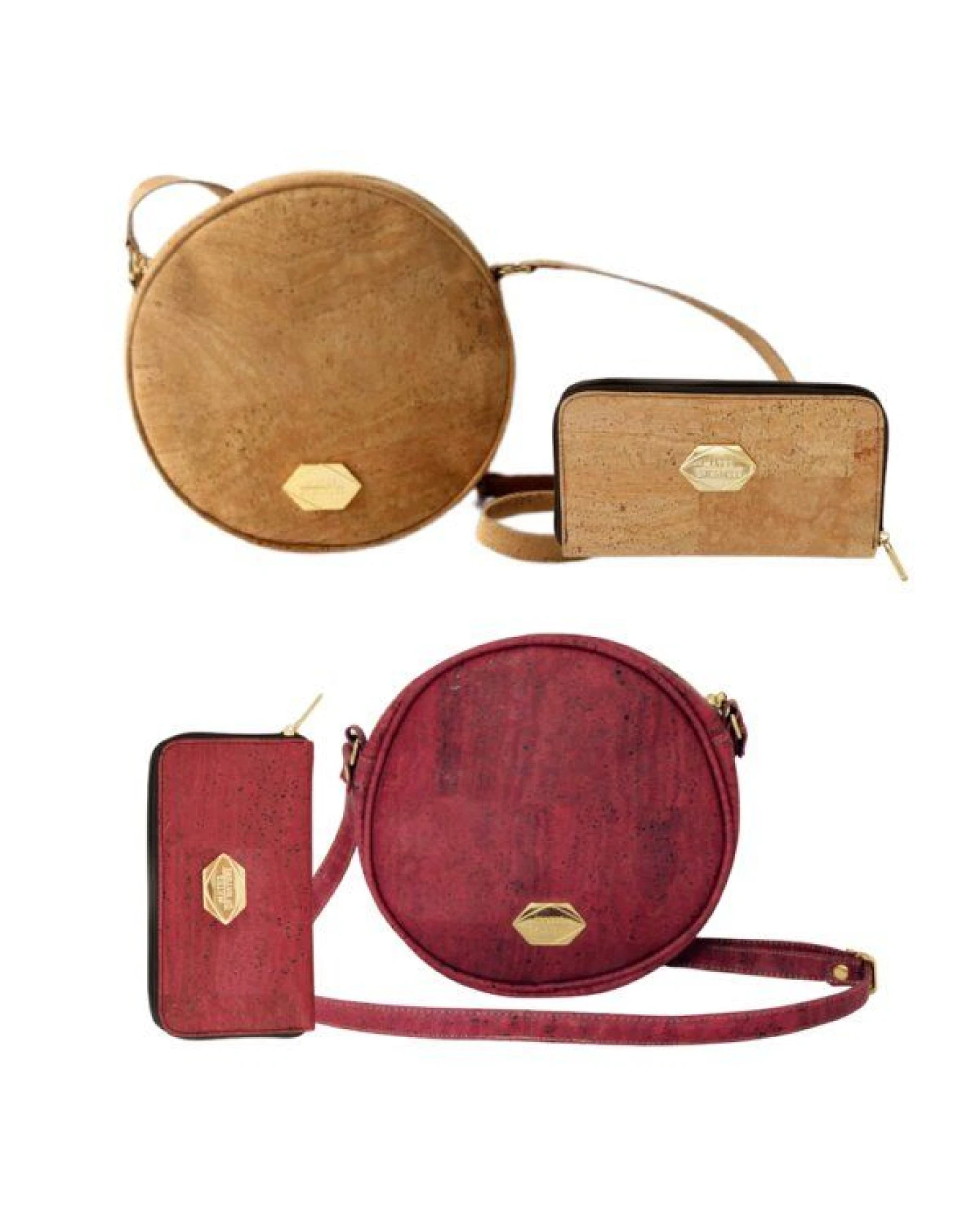 MATES OF NATURE Set Tasche Circle Bag + Portemonnaie aus Kork (in Rot oder Natur) – Ansicht 2