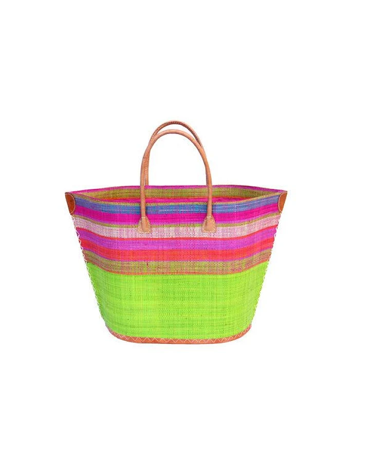 frosch und rabe Strandtasche BATO GROSS Streifen / Uni mit Leder Griffen (Maße: 62/42 x 40 x 22 cm)