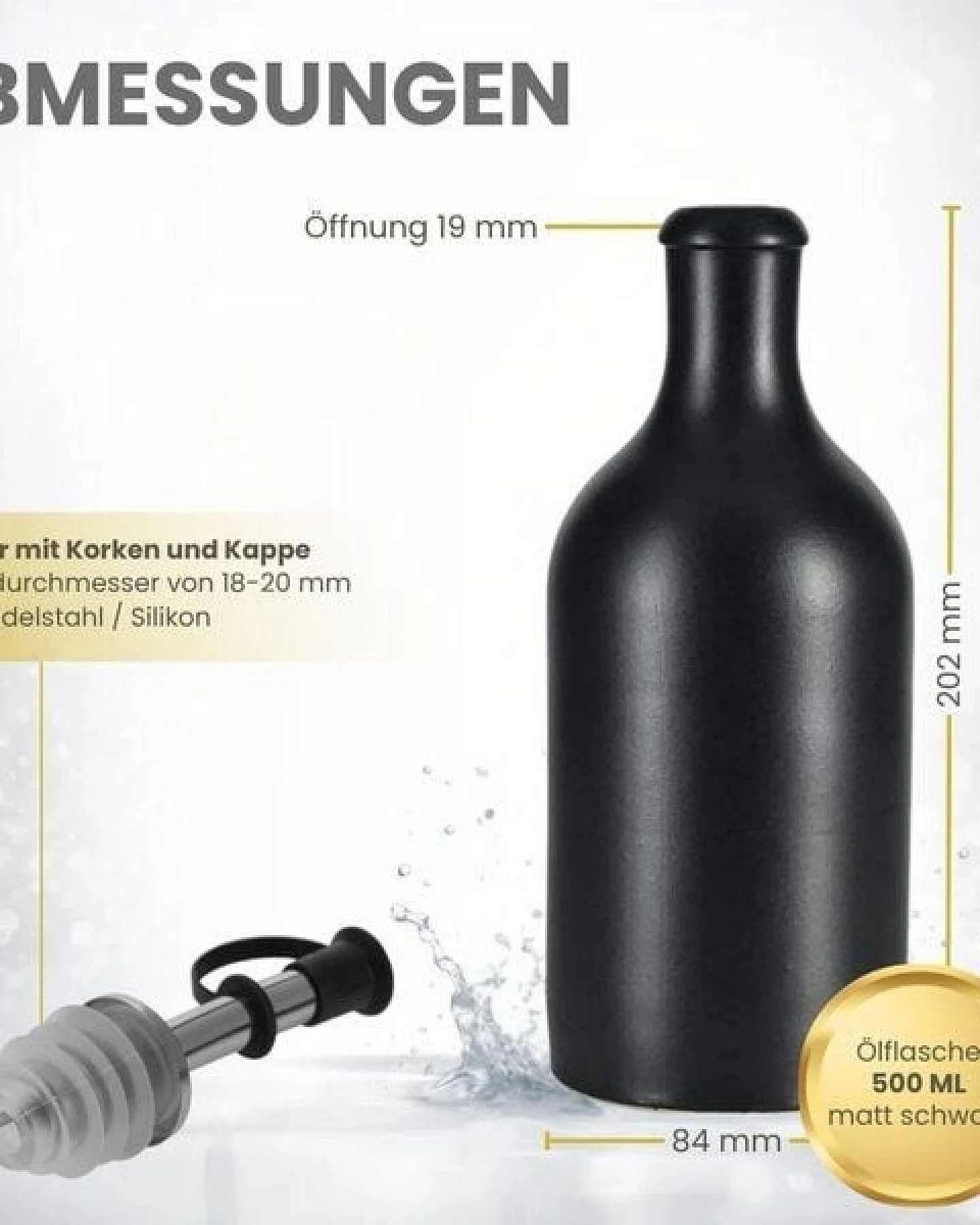 mikken Ölflasche Steingut 500 ml mit Edelstahlausgießer – Ansicht 4