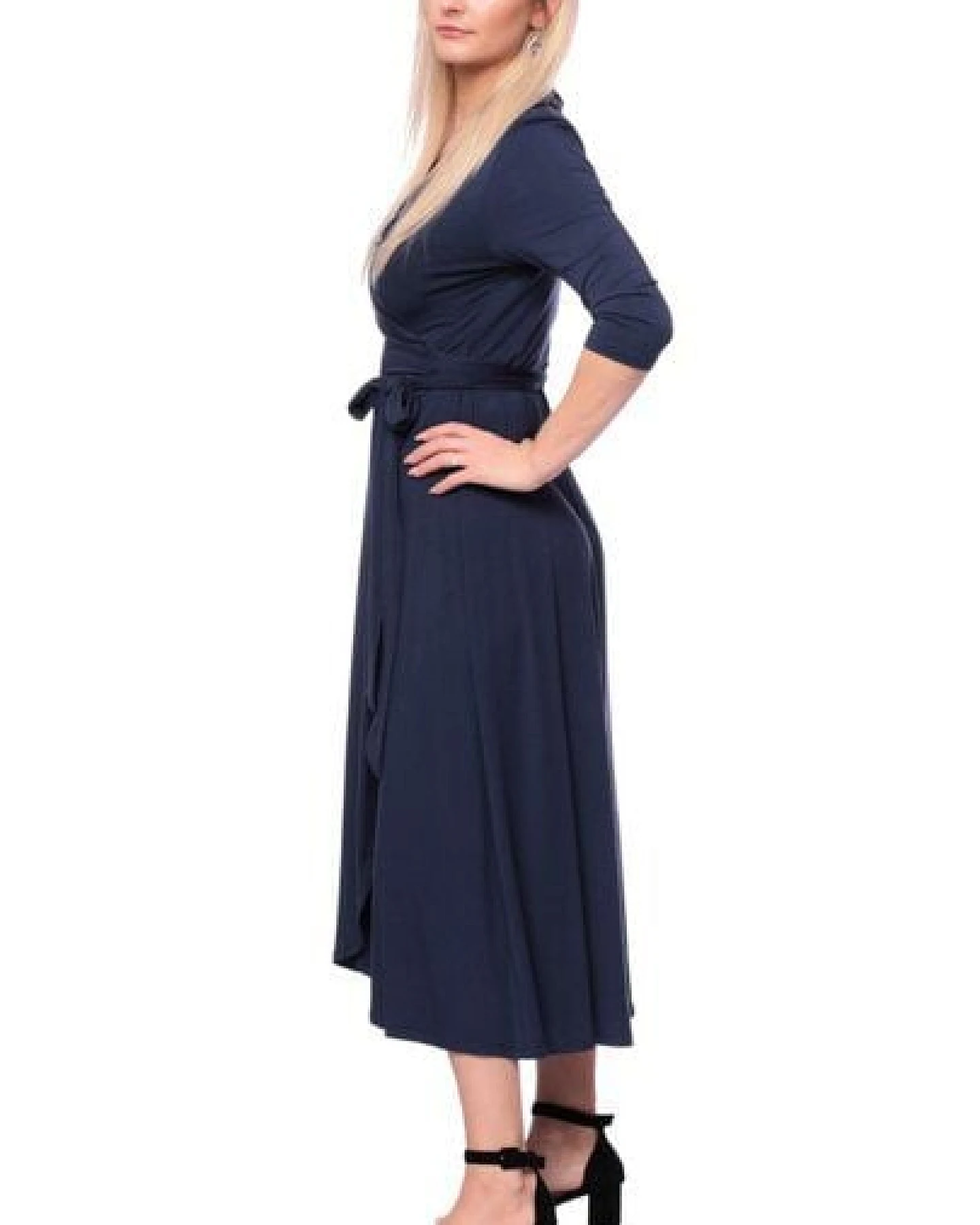 Ingoria WANDA Wickelkleid mit Schalkragen mit 3/4 Ärmel – Ansicht 4