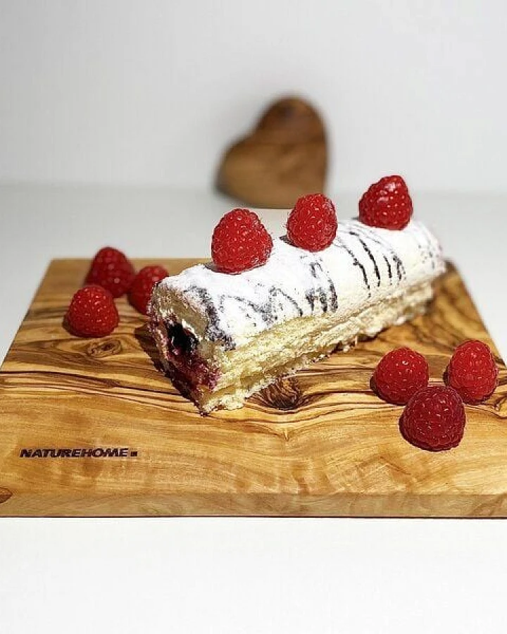 NATUREHOME Kuchen-Teller Frühstücksbrett Olivenholz 25x15 cm und Sets
