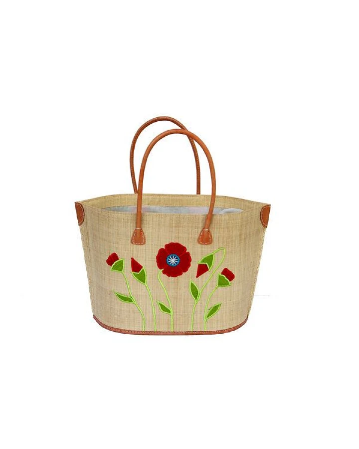 frosch und rabe Strandtasche BATO MOTIV FLOWER mit Leder Griffen