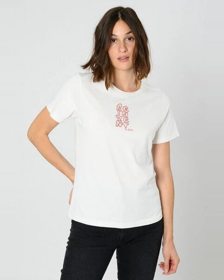ThokkThokk Damen T-Shirt TT85 REINVENT EMBROIDERY aus Biobaumwolle mit Stickerei