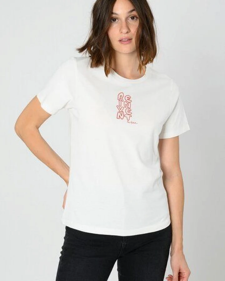ThokkThokk Damen T-Shirt TT85 REINVENT EMBROIDERY aus Biobaumwolle mit Stickerei