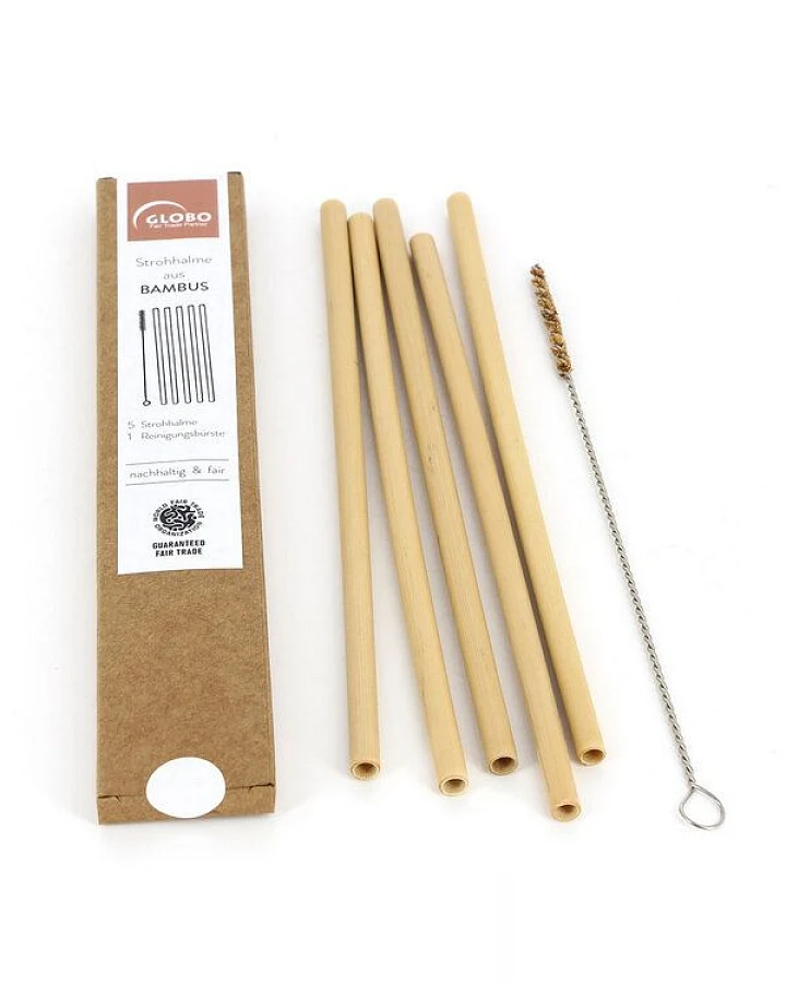 GLOBO Fair Trade Strohhalm-Set BAMBUS