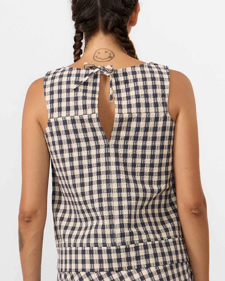 SUITE13LAB Damen vegan Top Aruba Check Grau