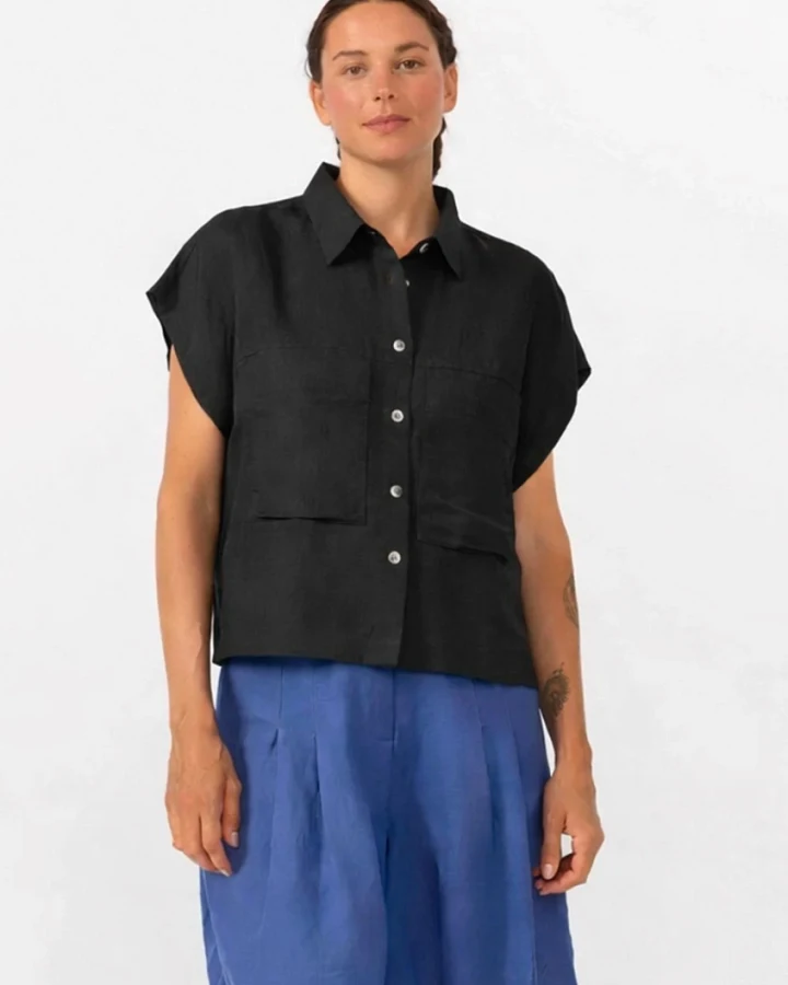 SUITE13LAB Damen vegan Hemd Amur Schwarz