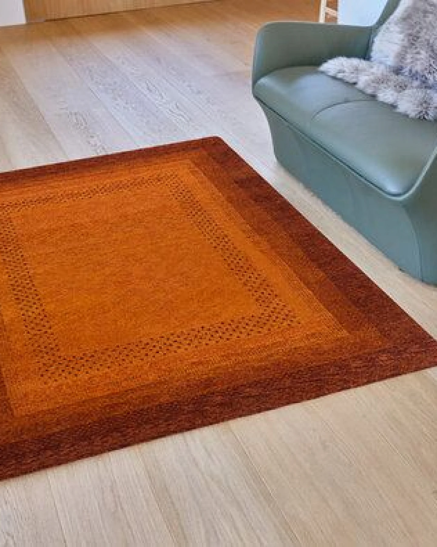 Prolana Handgefertigter Teppich "Sunrise" aus Wolle in Rot-Orange - versch. Größen – Ansicht 3