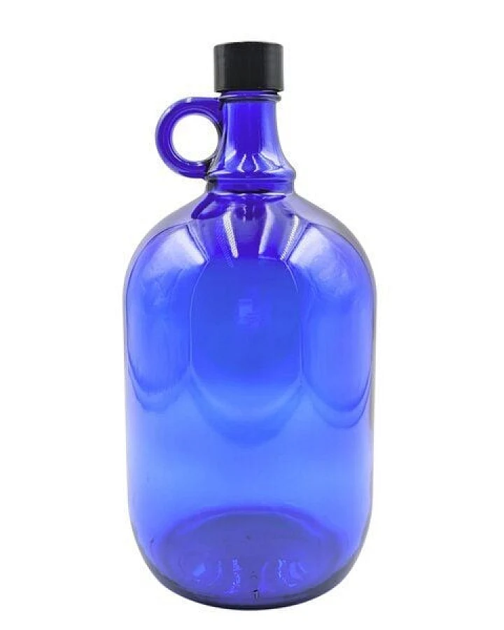 mikken Große blaue Gallone 2 Liter Glasflasche / Wasserflasche mit Deckel