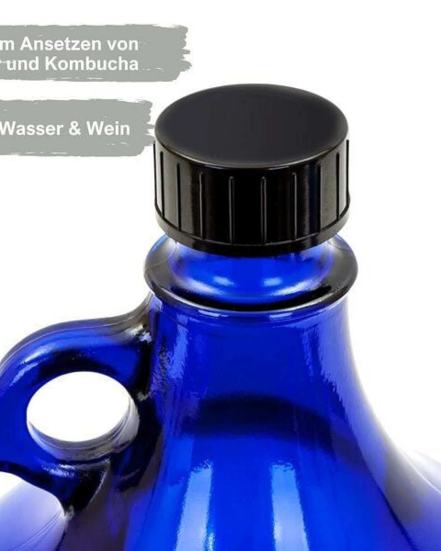 mikken Große blaue Gallone 5 Liter Glasflasche / Wasserflasche mit Deckel – Ansicht 3