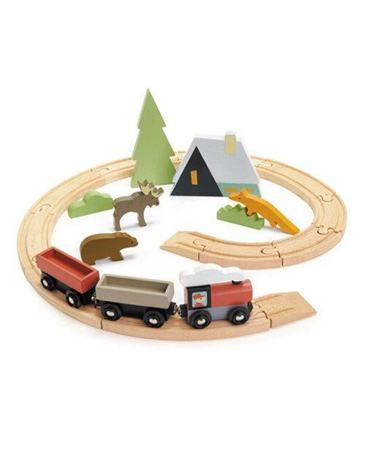 Tender Leaf Toys Eisenbahn - Starter Set für die Kleinen ab 3 Jahre zum Schieben.