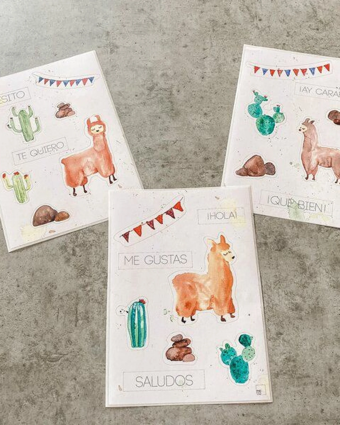 Fines Papeterie Sticker 3er Set * LAMA * Din A5 Aufkleber Bögen * Alpaka Motive – Ansicht 2