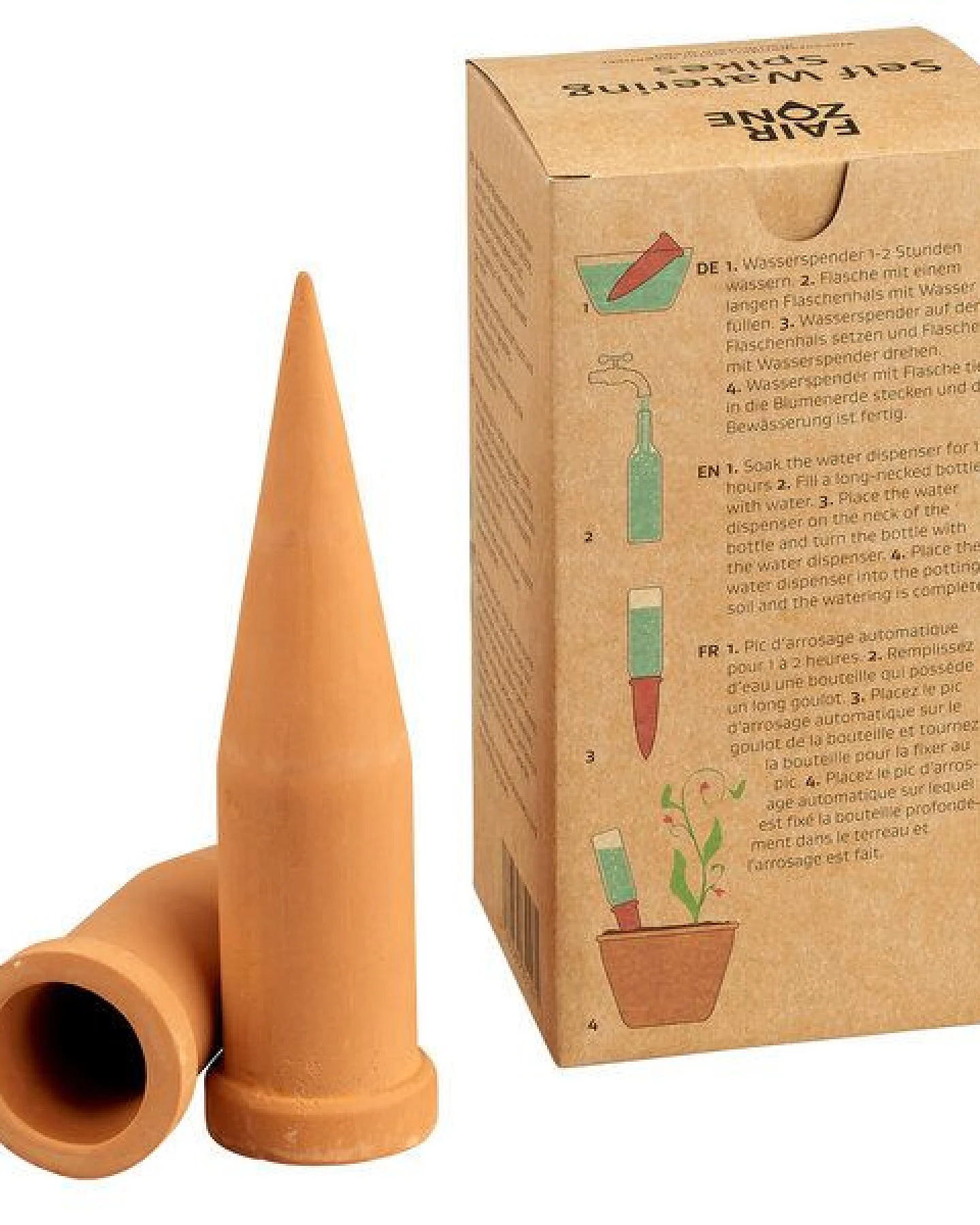 FAIR ZONE Self Watering Pots "Hydro Spikes" 4er Set Tonkegel – Ansicht 2