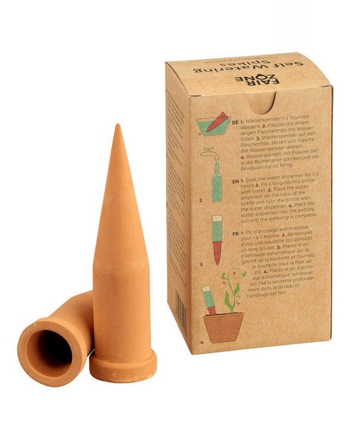 FAIR ZONE Self Watering Pots "Hydro Spikes" 4er Set Tonkegel – Ansicht 2