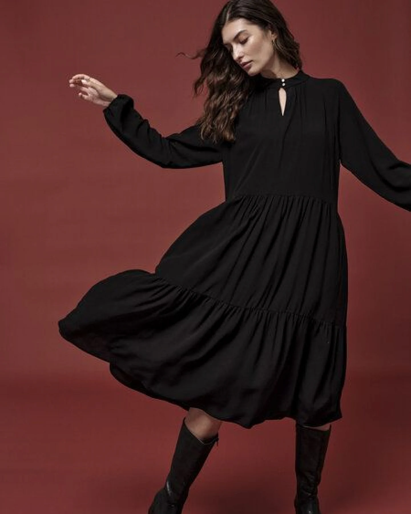 LANIUS Maxikleid aus LENZING ECOVERO – Ansicht 3
